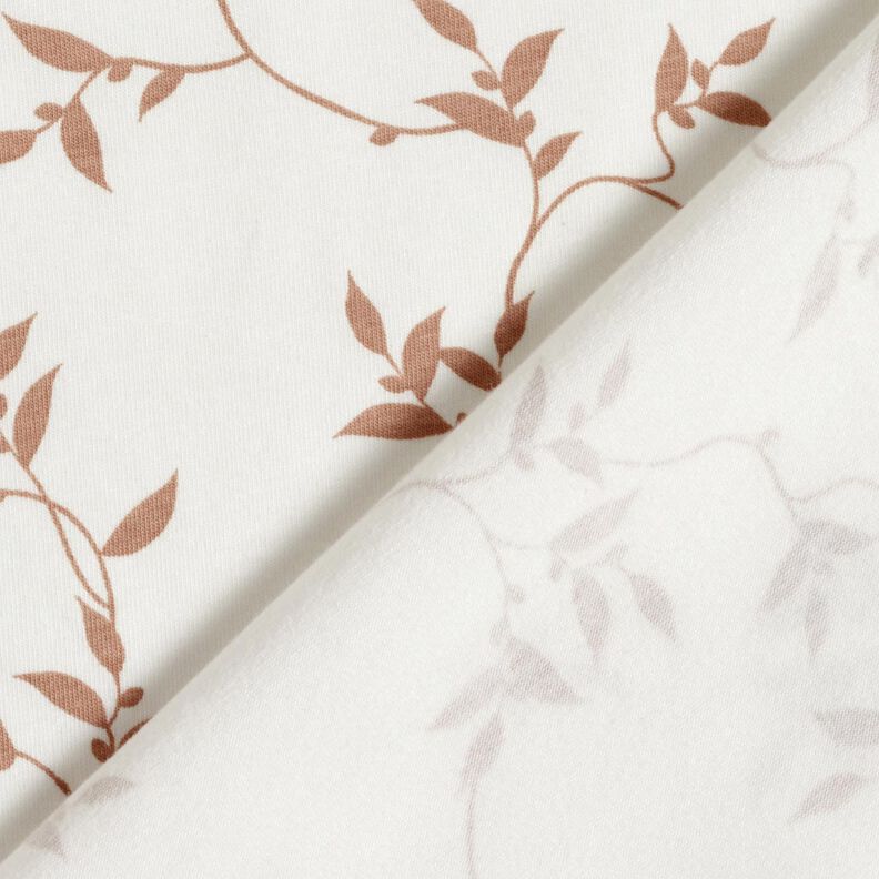 Jersey coton Vrilles de feuilles – ivoire/marron clair, image number 4