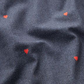 Jersey coton Cœurs en aspect jean Impression numérique – gris bleu/rouge feu, 