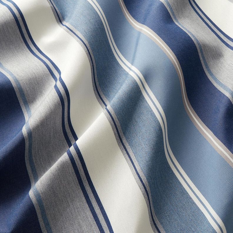 Tissu d’extérieur Canvas Rayures mixtes – indigo/ivoire, image number 2