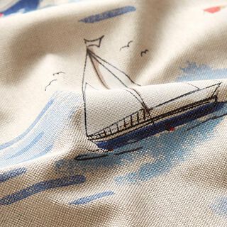 Tissu de décoration Semi-panama Bateaux – bleu/rouge, 