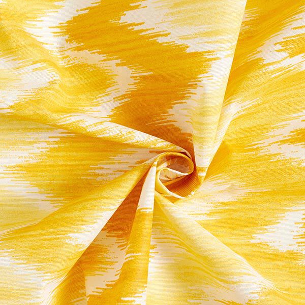 Coton enduit imprimé ikat – jaune/blanc,  image number 3