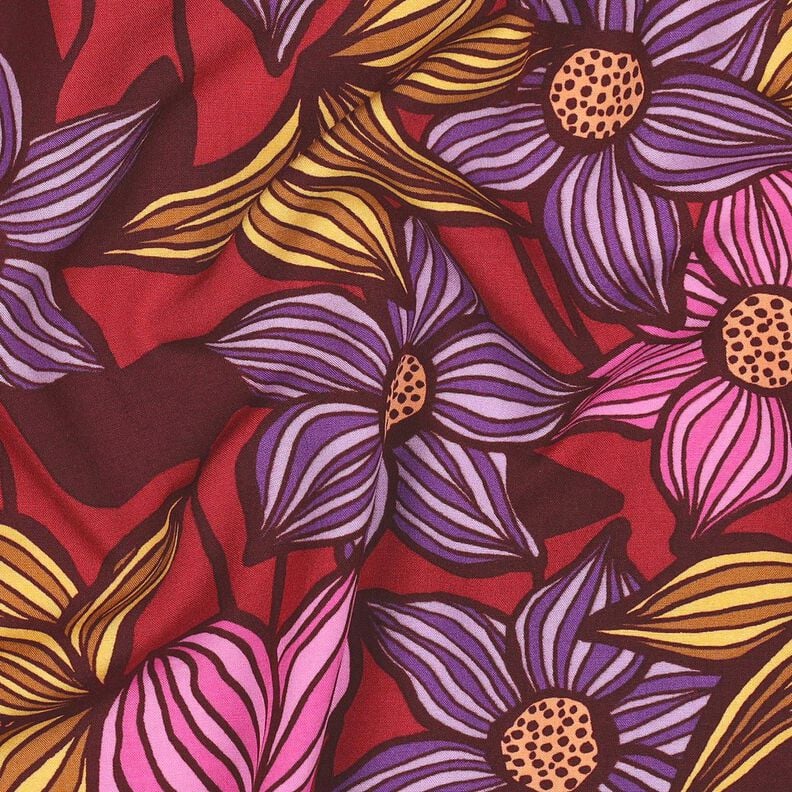 LENZING™ EcoVero™ Tissu viscose Fleurs | Poppy Fabrics – merlot/abricot,  image number 2