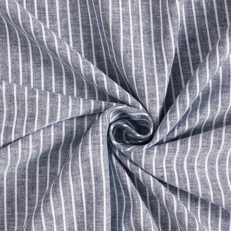 Mélange lin coton Larges rayures – bleu nuit/blanc,  image number 3
