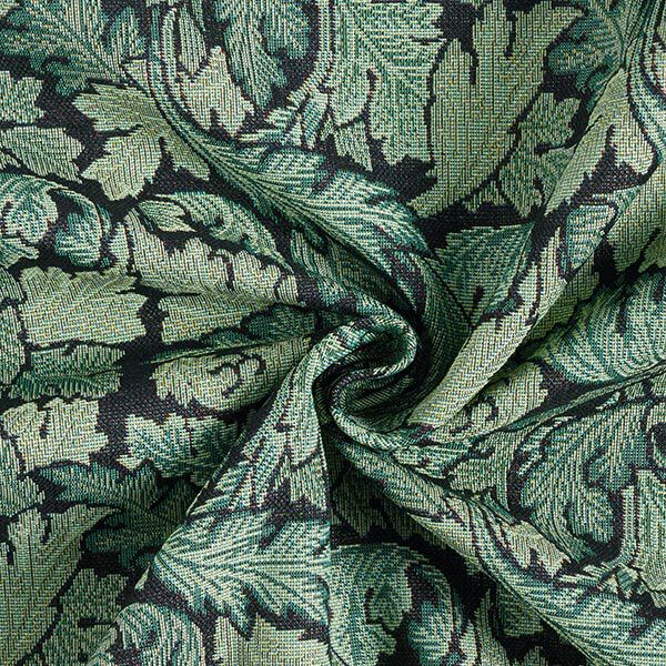 Tissu de décoration Gobelin motif de feuille baroque – vert foncé/roseau,  image number 3