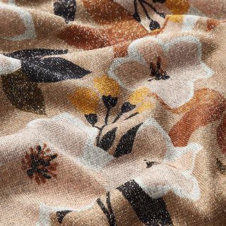 Tricot fin fleurs avec accents scintillants – beige foncé, 