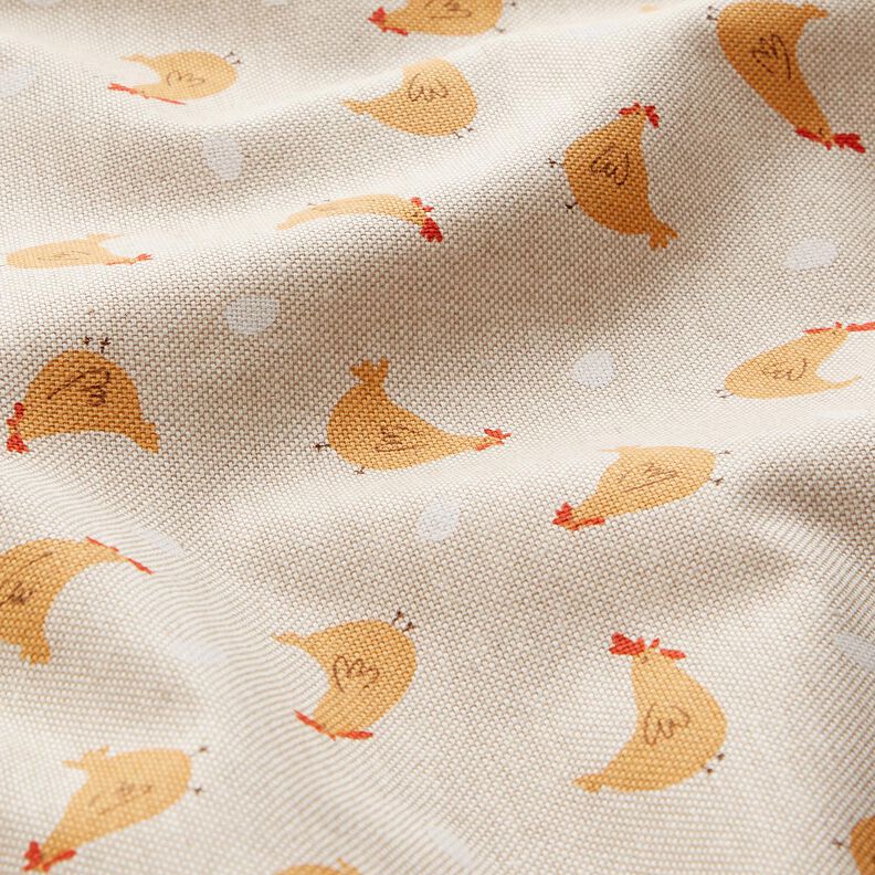 Tissu de décoration Semi-panama Petits poulets – nature/jaune curry, image number 2