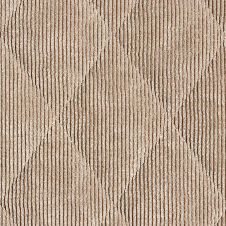 Tissu matelassé Velours côtelé à losanges avec envers fourrure – taupe, image number 1