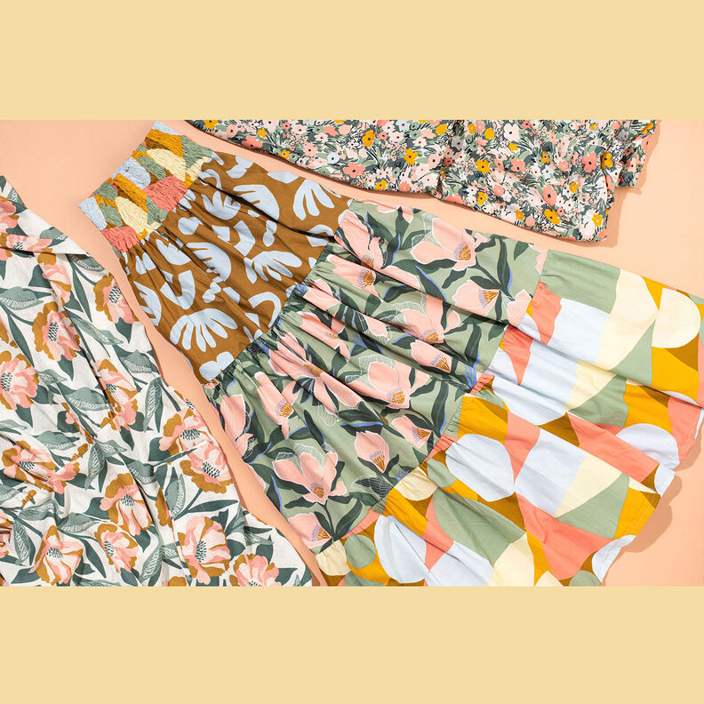 Popeline de coton Formes abstraites | Nerida Hansen – olive/homard,  image number 5