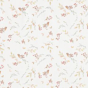 GOTS Jersey coton Oiseaux sur branches Impression numérique – ivoire, 