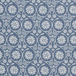 Tissu en coton Cretonne Fleurs et rameaux – gris bleu/blanc, 