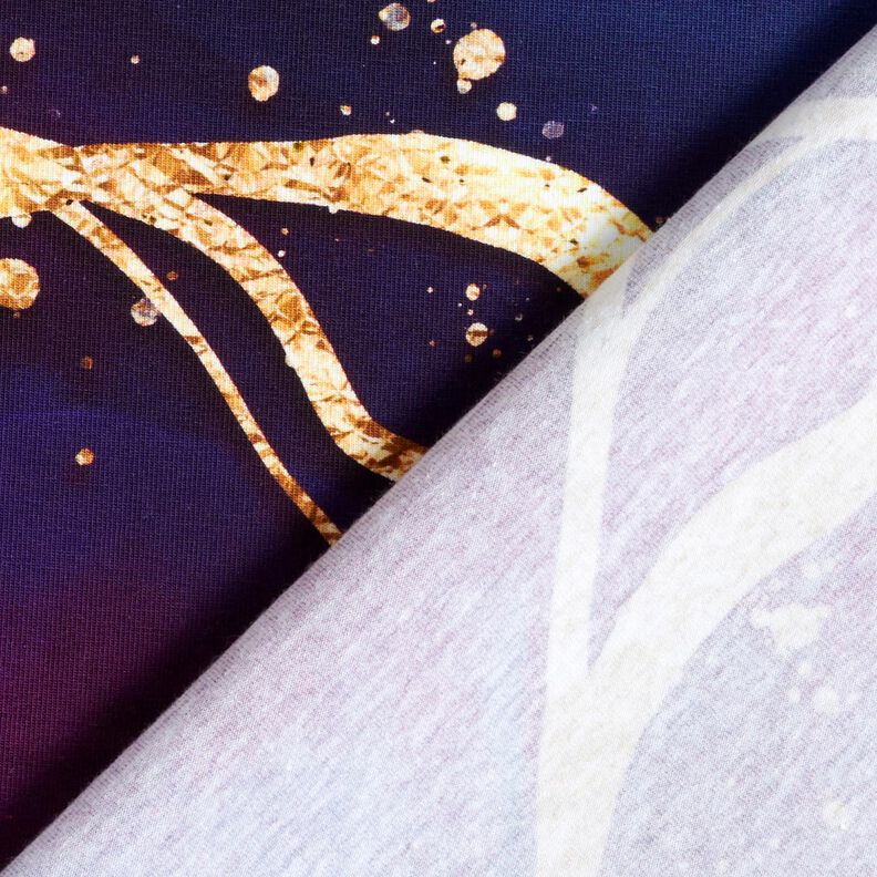 Jersey coton Marbre de rêve | Glitzerpüppi  – lilas rouge/or ancien,  image number 4