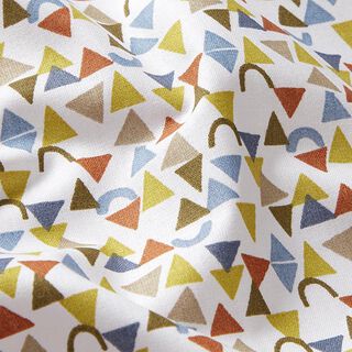 Tissu en coton Cretonne Petits triangles – blanc/marron clair, 