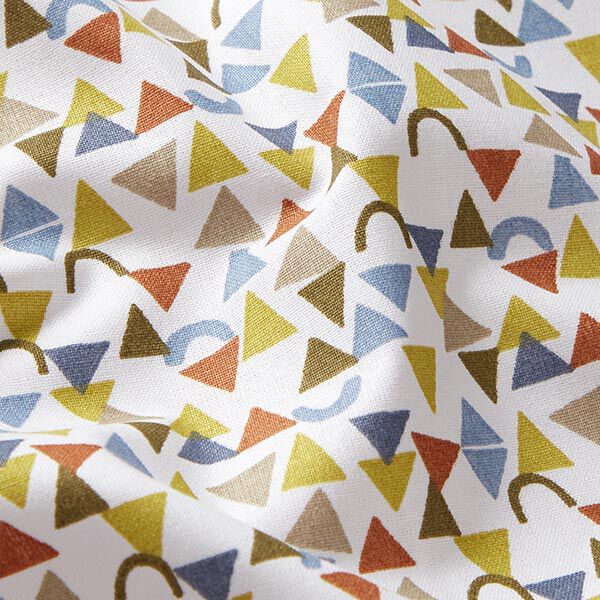 Tissu en coton Cretonne Petits triangles – blanc/marron clair,  image number 2