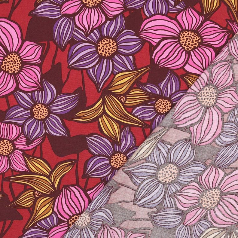 LENZING™ EcoVero™ Tissu viscose Fleurs | Poppy Fabrics – merlot/abricot,  image number 4