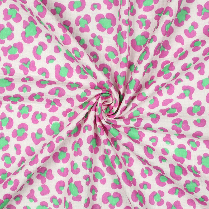 Tissu double gaze de coton imprimé léopard coloré | Poppy Fabrics – ivoire/vert clair, image number 3