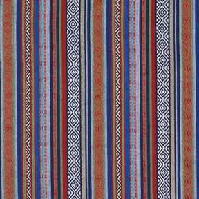 Tissu de décoration Jacquard rayures abstraites – bleu marine/carmin, 