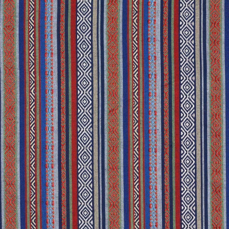 Tissu de décoration Jacquard rayures abstraites – bleu marine/carmin, image number 1