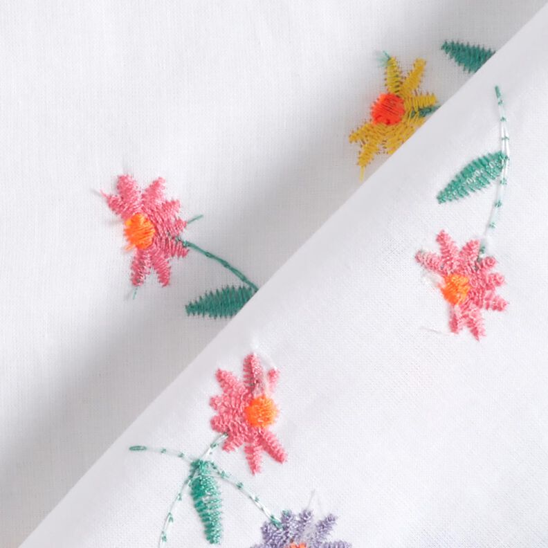 Batiste de coton fin Fleurs brodées | Poppy Fabrics – blanc/orange néon,  image number 4