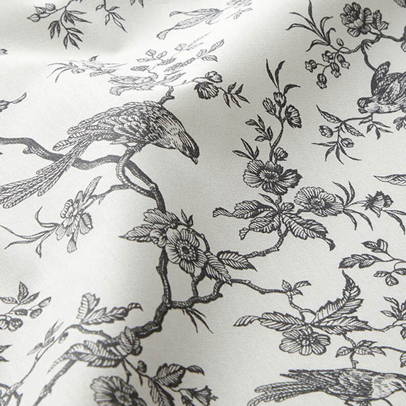 Tissu en coton Cretonne Oiseaux – gris schiste/écru,  image number 2