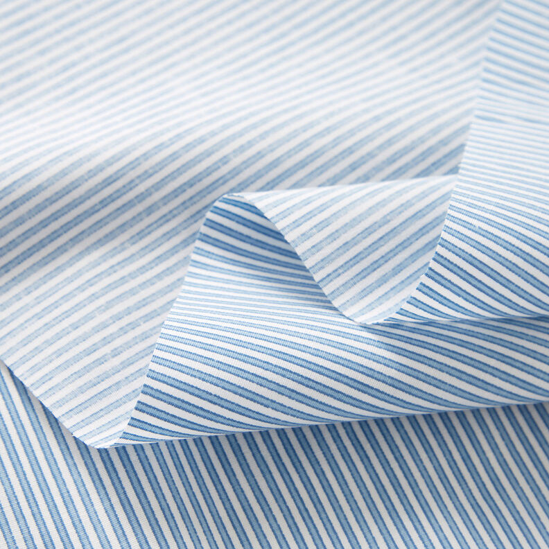 Tissu stretch pour chemise à fines rayures – blanc/bleu clair,  image number 3