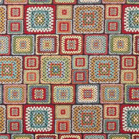 Tissu de décoration Gobelin Aspect crocheté – noir/rouge, 