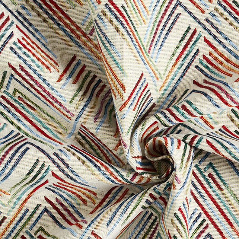 Tissu de décoration Gobelin Ligne en zigzag – beige clair/bleu,  image number 3