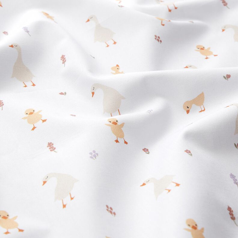 GOTS Popeline coton Oies et poussins mignons | Poppy Fabrics – blanc,  image number 2