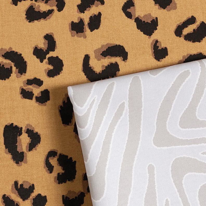 Tissu de décoration Semi-panama Motif léopard – mocca/noir,  image number 5