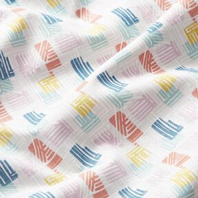 Tissu en coton Cretonne formes hachurées – argent/violet pastel, 