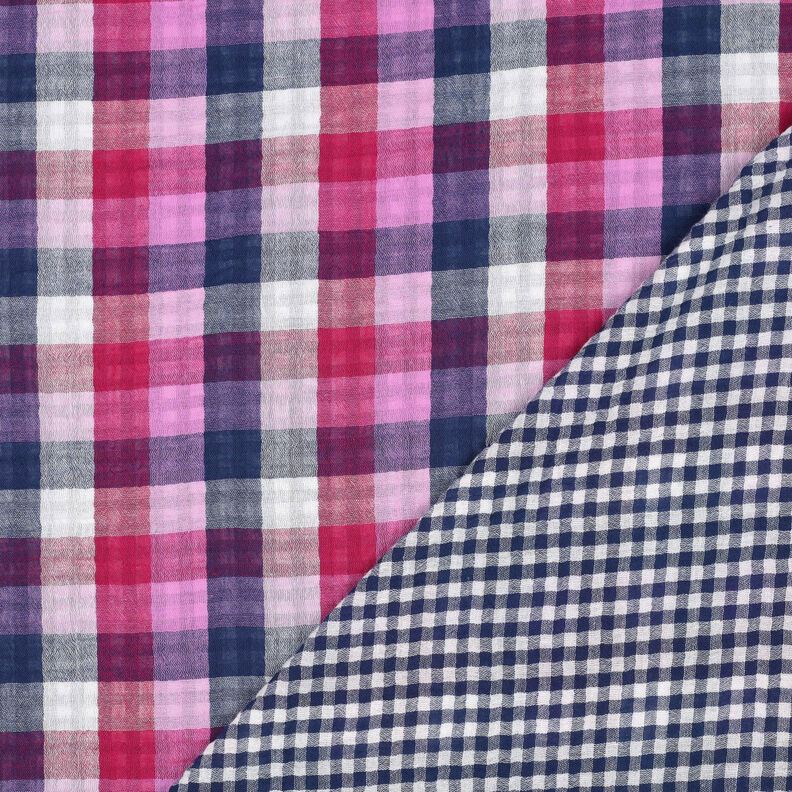 Tissu double gaze de coton Karo Double face | Poppy Fabrics – lilas/bleu marine, image number 4