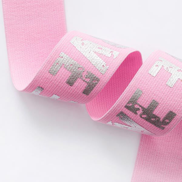 Ruban élastique Love [ 4,7 cm ] – rose/argent,  image number 2
