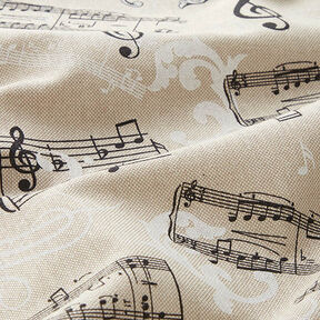 Tissu de décoration Semi-panama Musical – noir/nature, 