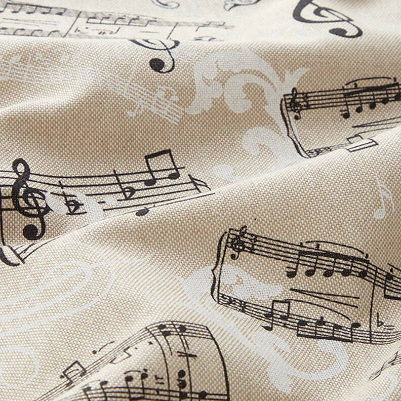 Tissu de décoration Semi-panama Musical – noir/nature, image number 2