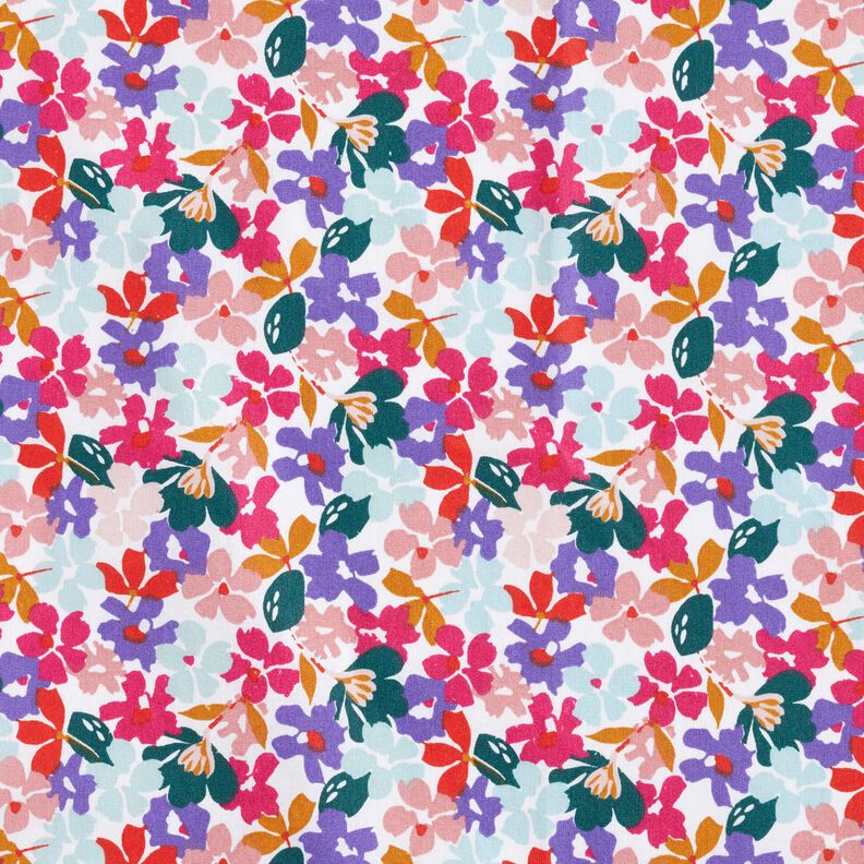 Coton enduit Fleurs pastel – blanc/lilas,  image number 1