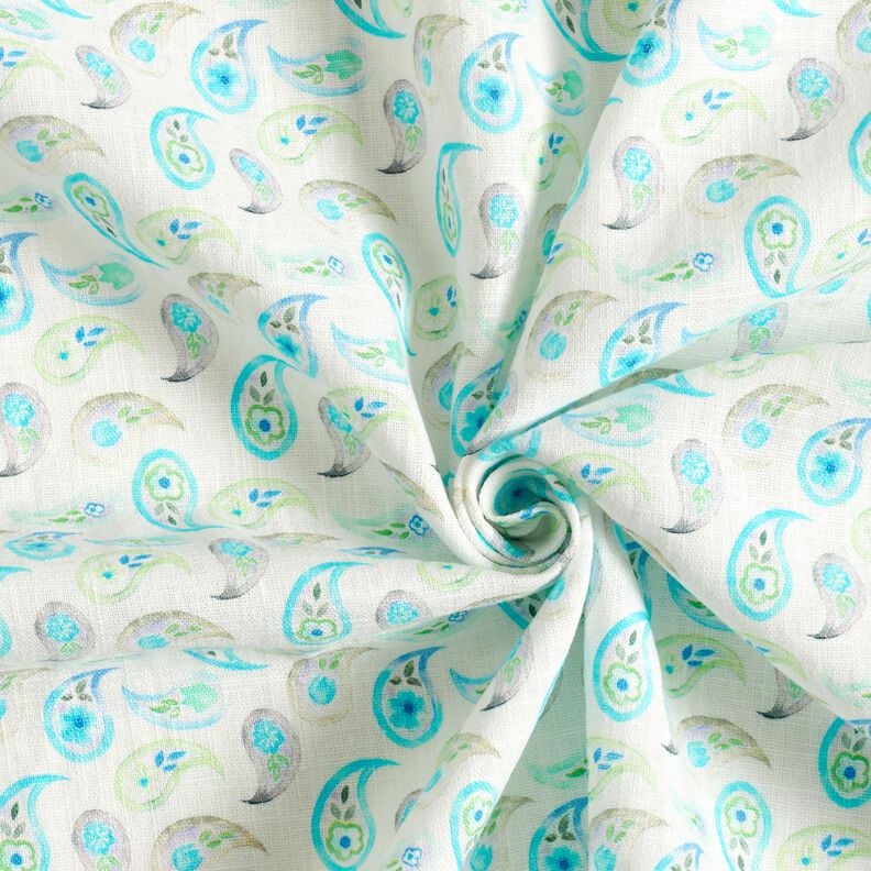 Lin mélangé Cachemire – ivoire/turquoise clair,  image number 3