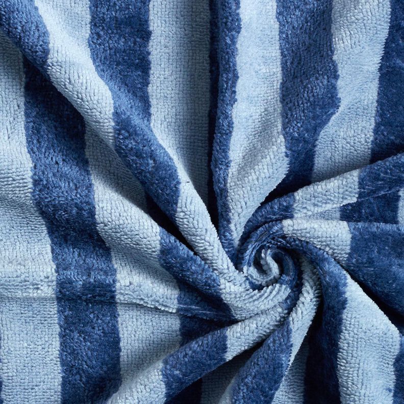 Tissu éponge Bambou Larges rayures – bleu clair/bleu marine,  image number 4