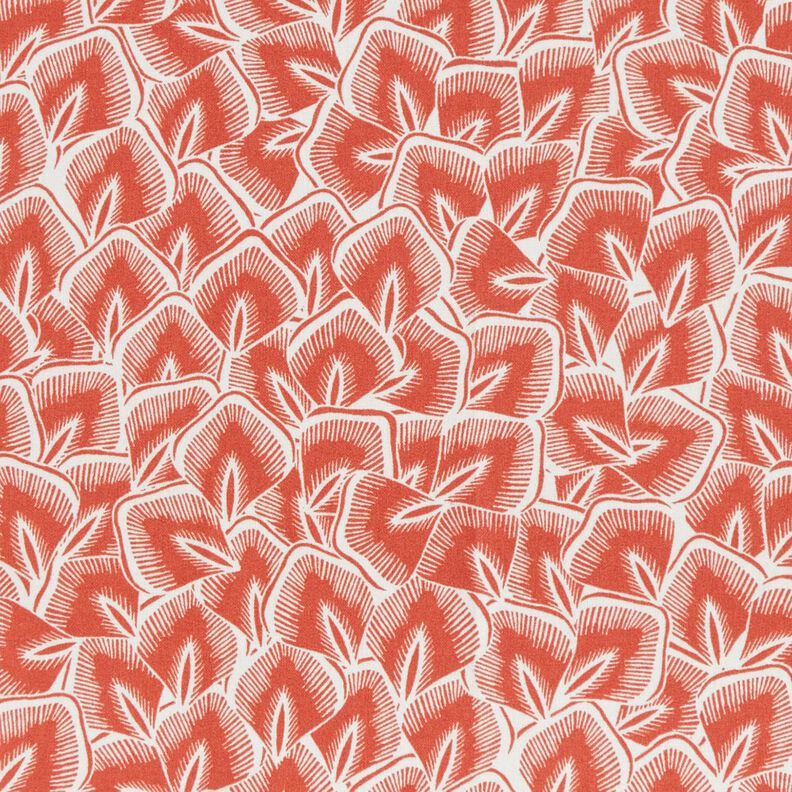 Tissu en coton Cretonne Feuilles abstraites – terre cuite/ivoire,  image number 1