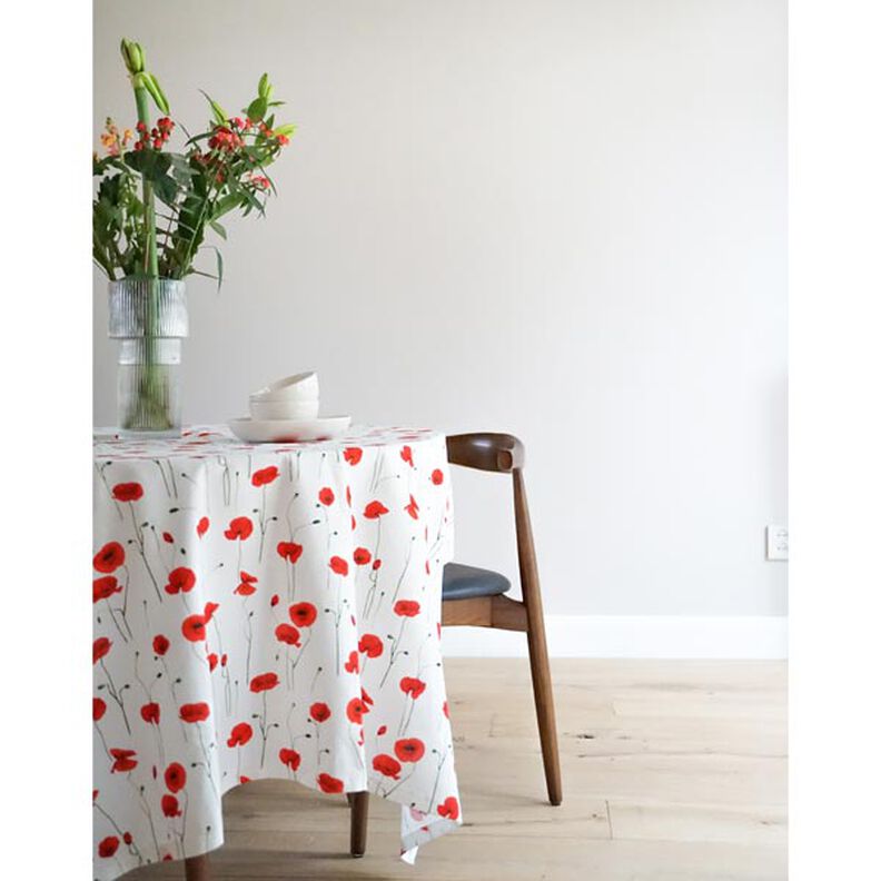 Tissu de décoration Semi-panama coquelicot – blanc/rouge, image number 6