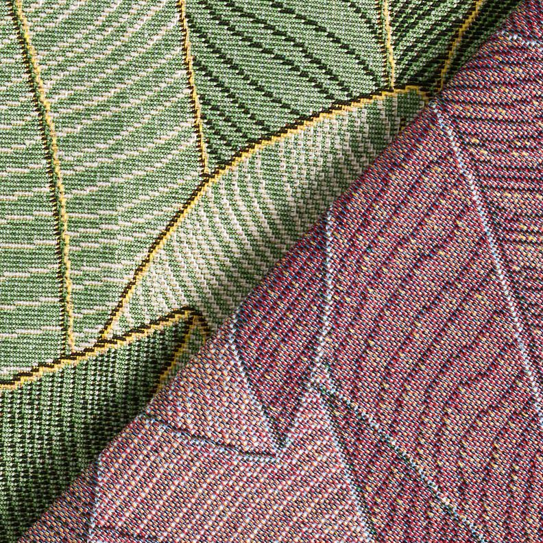Tissu de décoration Gobelin Mer de feuilles – vert clair/noir,  image number 4