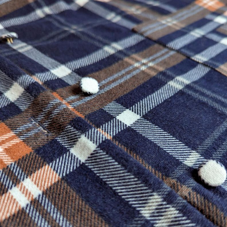Flanelle coton Motif imprimé à carreaux | by Poppy – bleu marine/brun faon,  image number 7