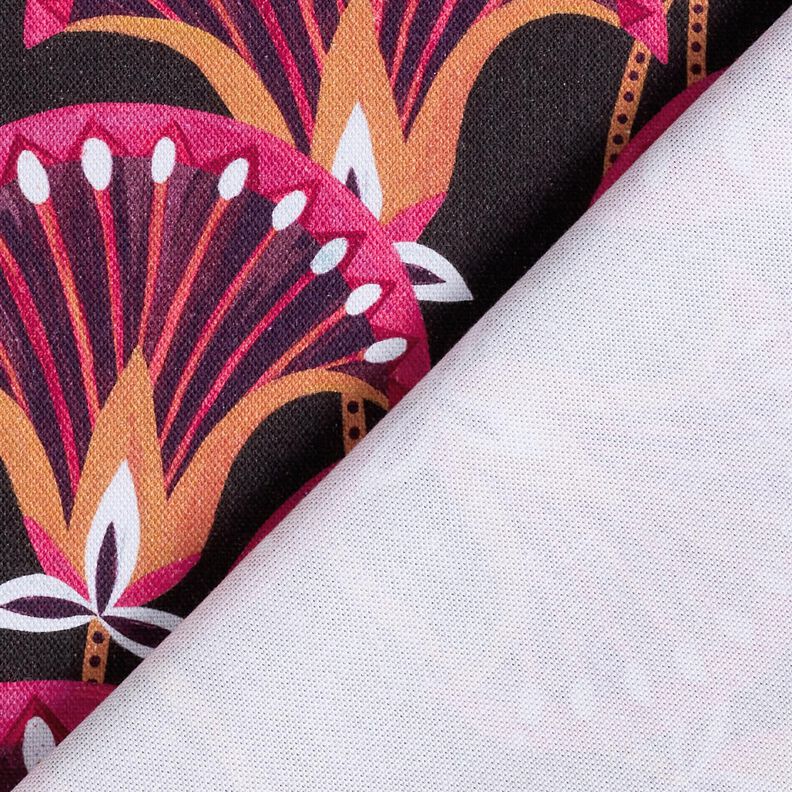 Tissu de décoration Canvas Blumenfächer – noir/rose vif, image number 4