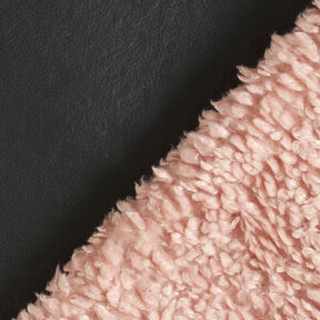 Article de second choix Similicuir avec fausse fourrure, uni – noir/vieux rose clair, 