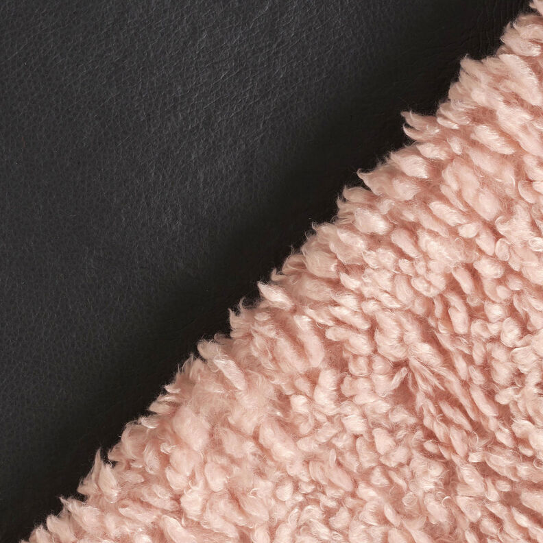 Article de second choix Similicuir avec fausse fourrure, uni – noir/vieux rose clair,  image number 1