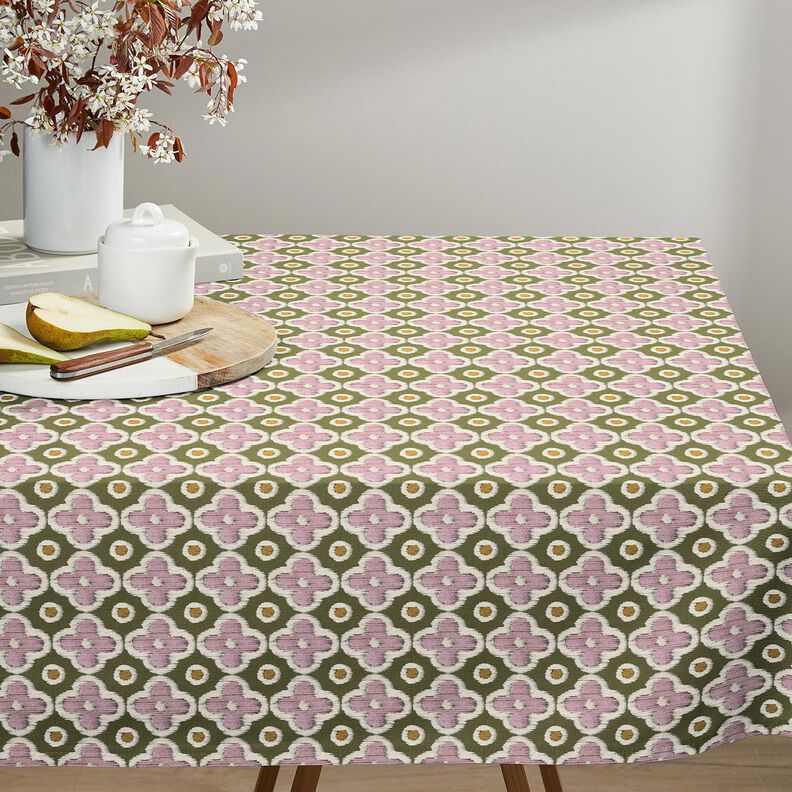 Tissu de décoration Canvas Aspect broderie – pin/vieux rose clair,  image number 7