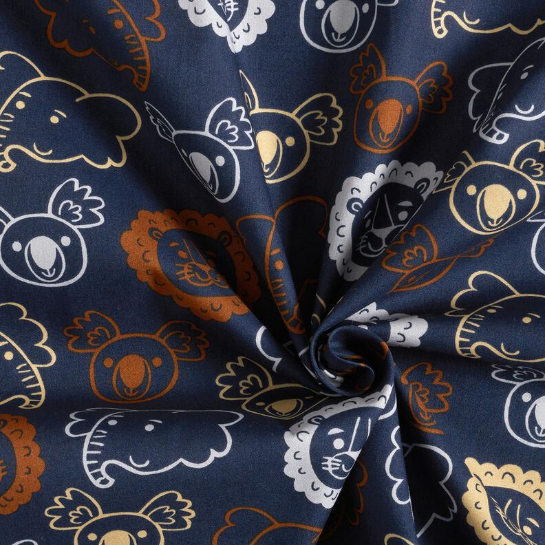 Popeline coton Visages d'animaux | Poppy Fabrics – gris bleu,  image number 3