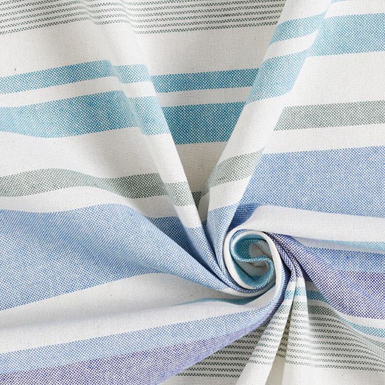 Tissu de décoration Semi-panama Mélange de rayures multicolores recyclé – bleu brillant,  image number 3