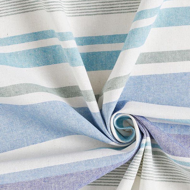 Tissu de décoration Semi-panama Mélange de rayures multicolores recyclé – bleu brillant,  image number 3