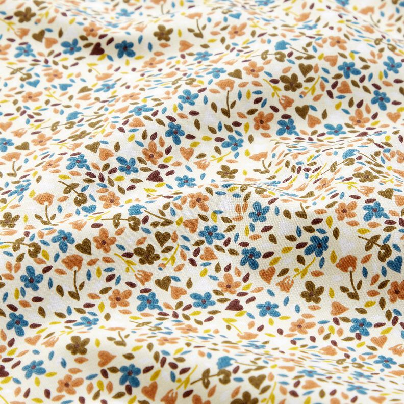 Tissu en coton Cretonne fleurs éparpillées – beige clair/marron clair,  image number 2