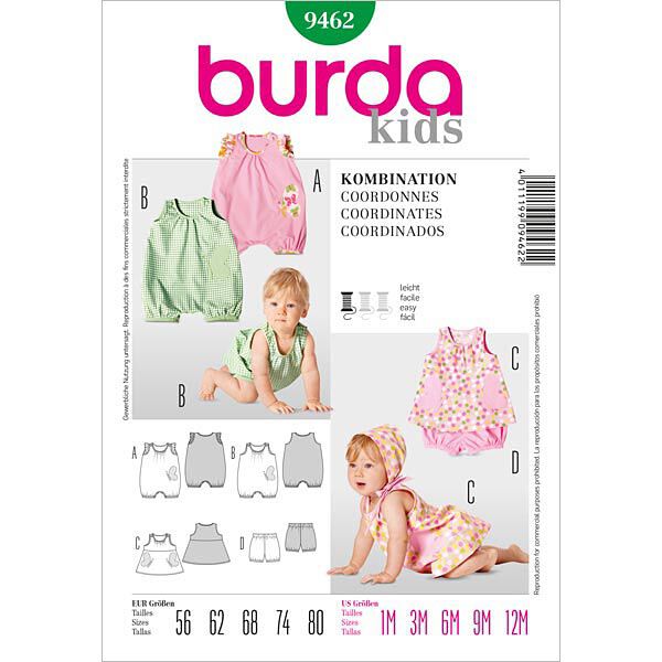 Bébés : Combinaison / Robe / Culotte, Burda 9462,  image number 1