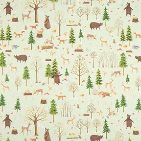 Tissu décoratif Semi-panama Animaux de la forêt – menthe, 
